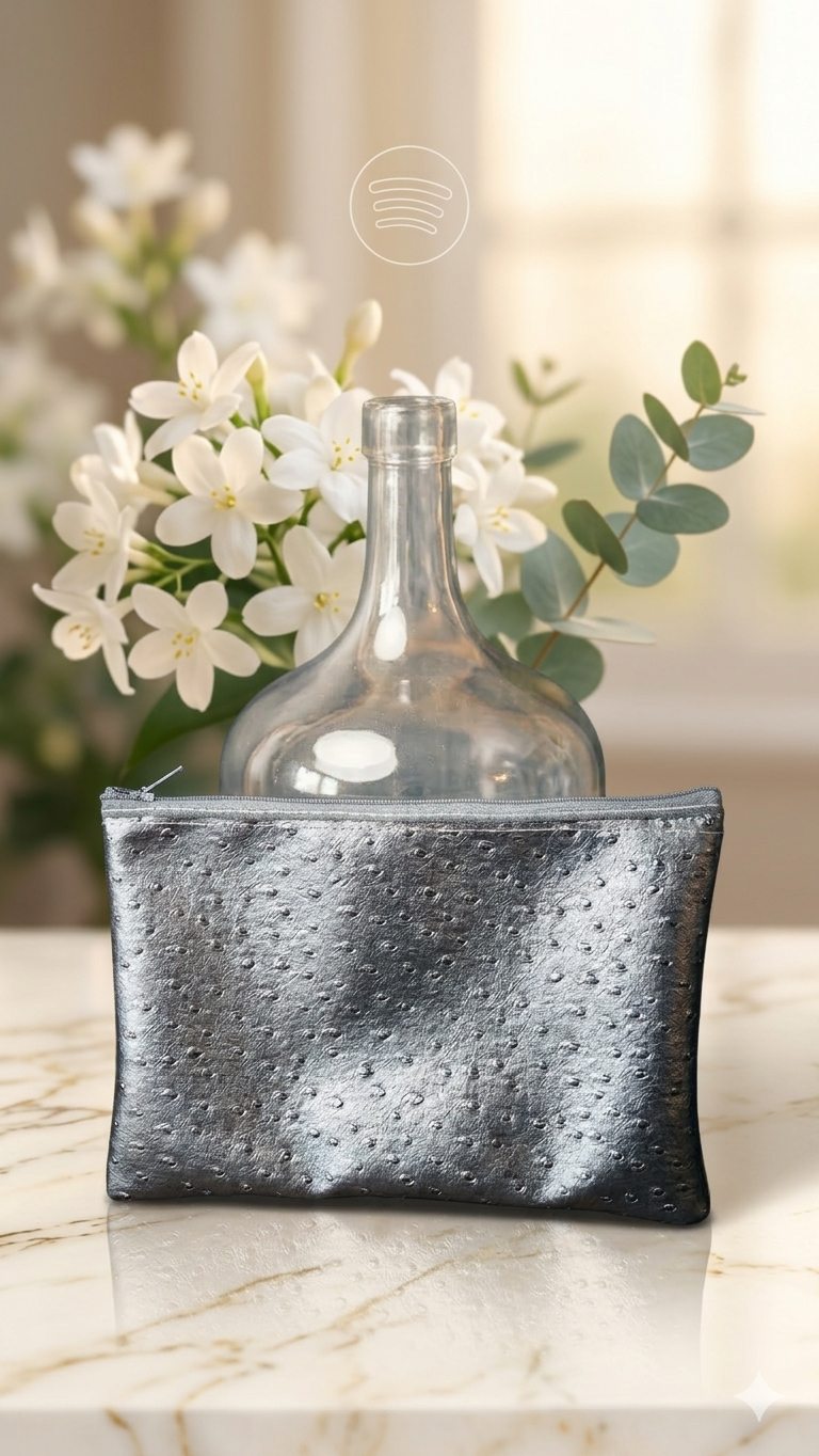 Jolie trousse de beauté, couleur argentée